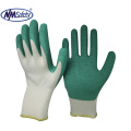 NMSAFETY polyester liner coated blue latex black glove for construction work